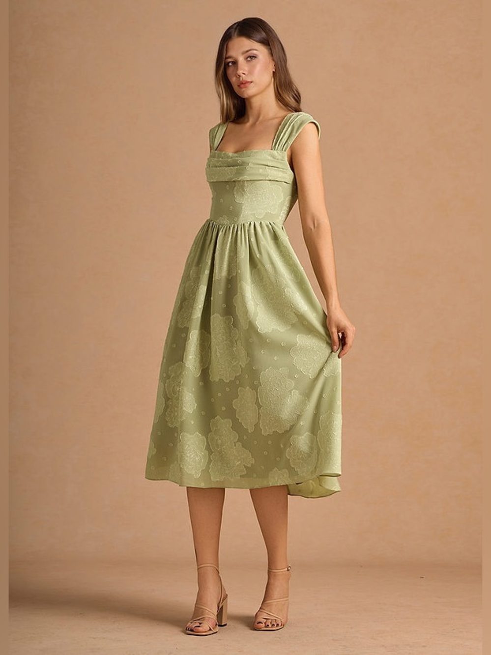 NWT azazie mabel celadon midi dress sage green wedding guest cocktail formal